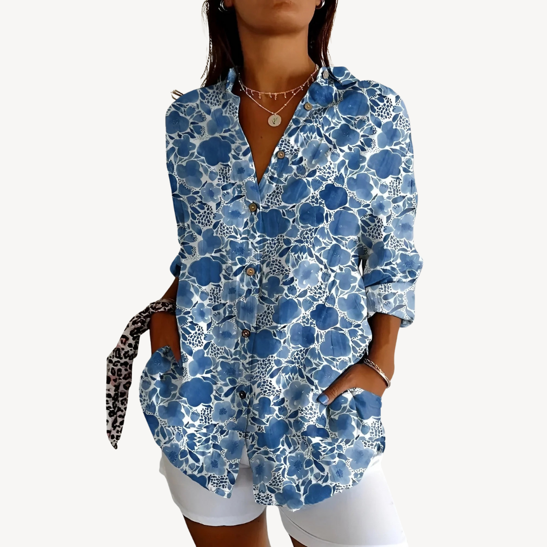 Print Button-Up Shirt Women