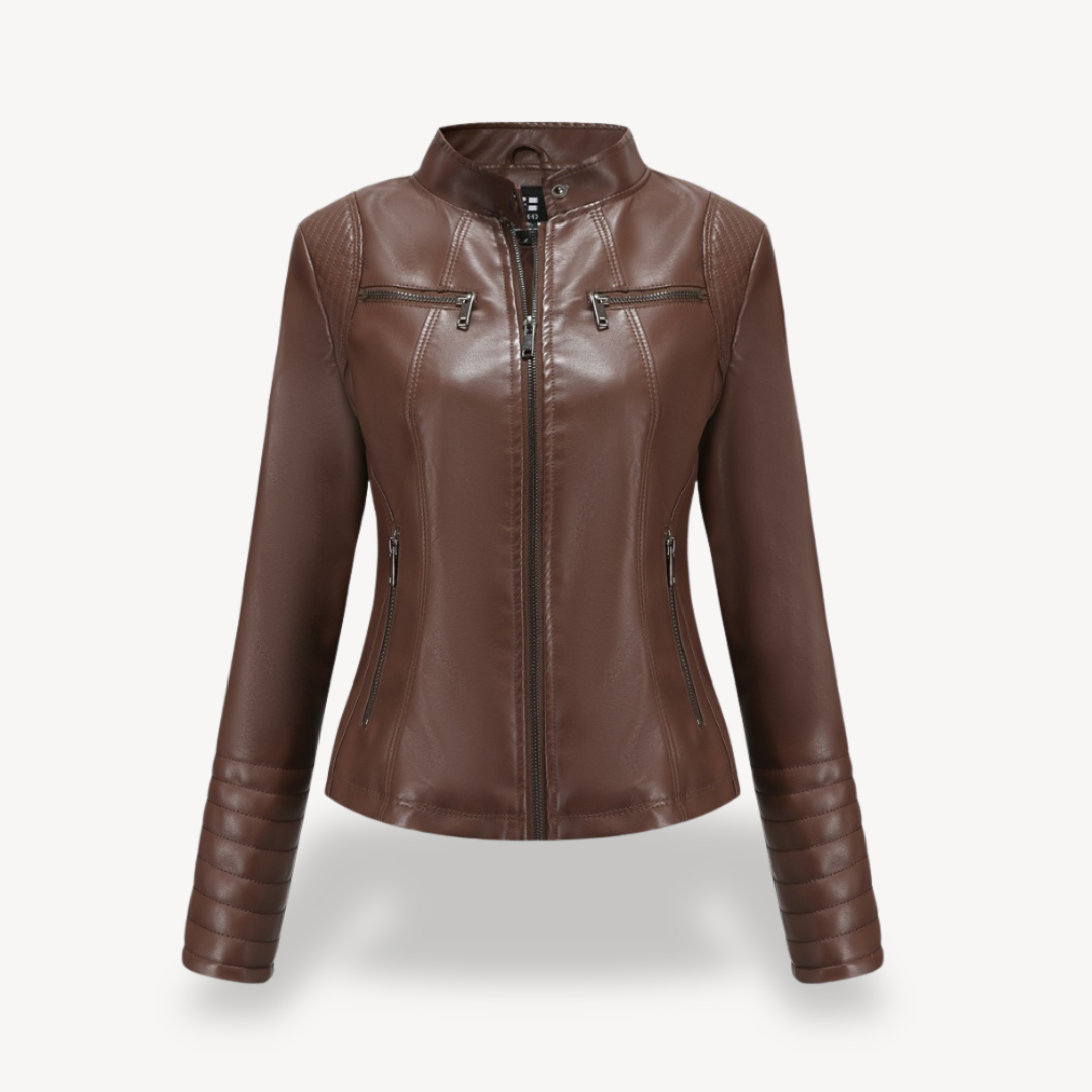 Classic Biker Faux Leather Jacket Women