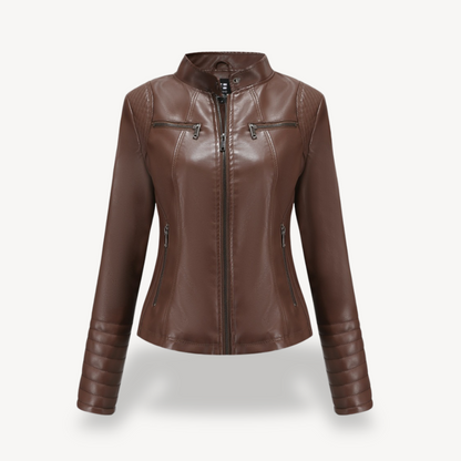 Classic Biker Faux Leather Jacket Women