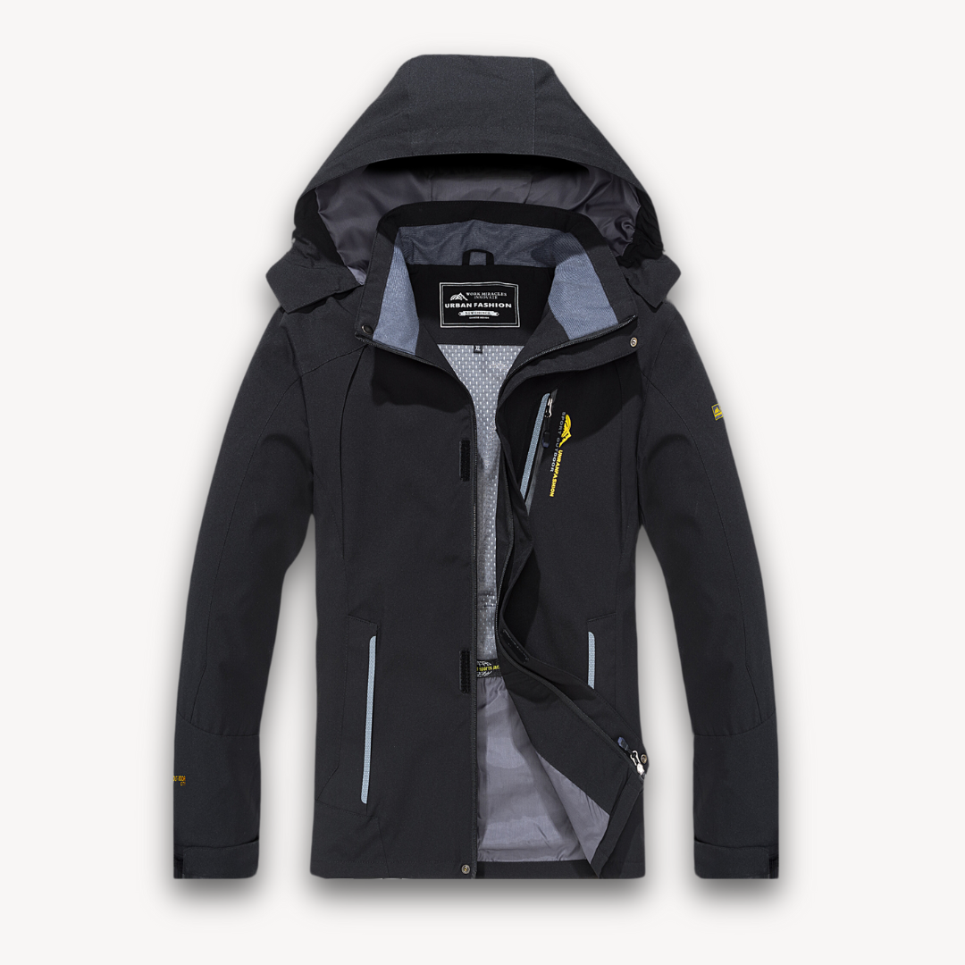 Men's Waterproof Hooded Softshell Jacket - Lightweight Outdoor Windbreaker for Hiking - All-Weather Gear