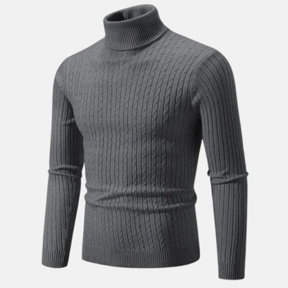 Men’s Fitted Cable Knit Turtleneck Sweater