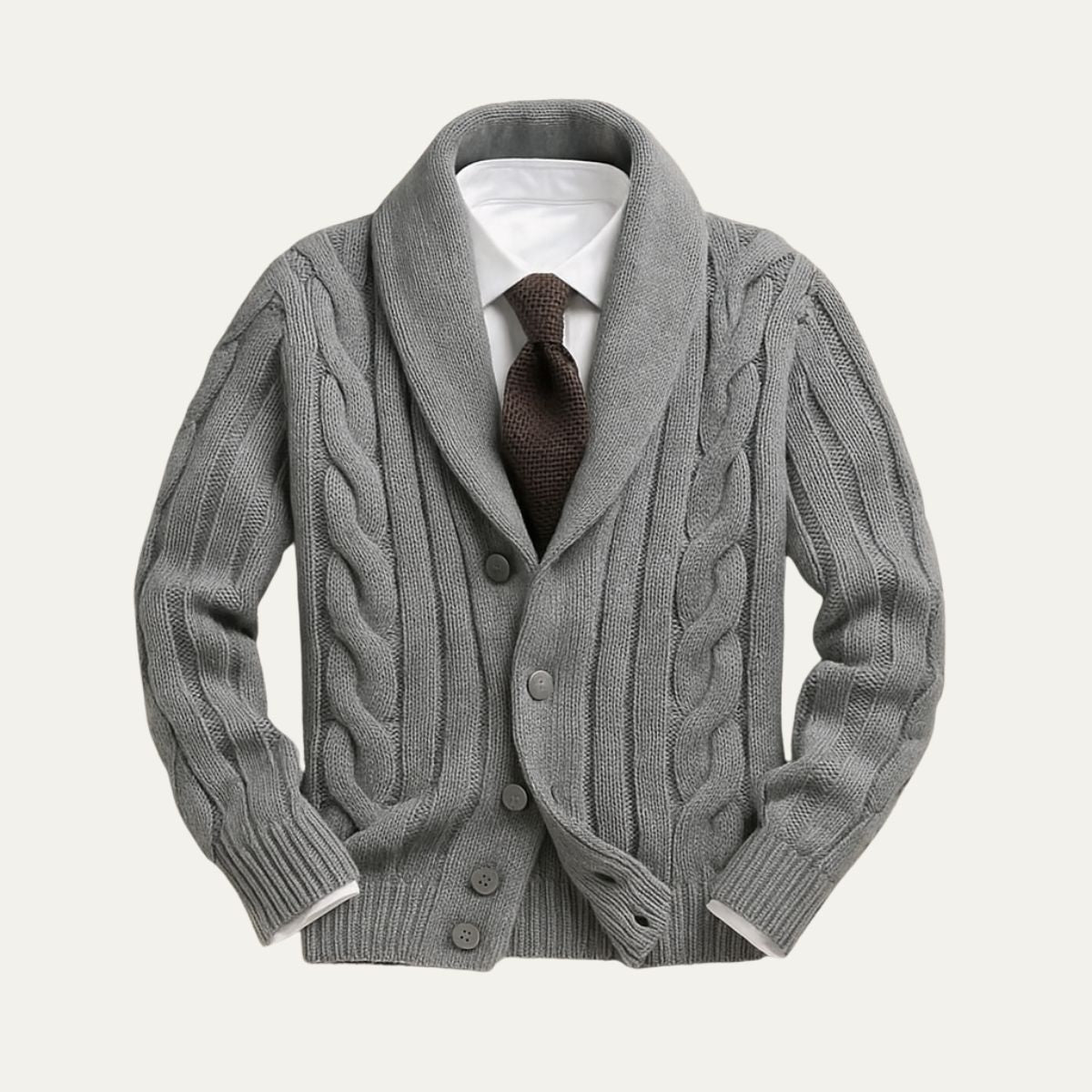 Men’s Cable Knitted Shawl Collar Cardigan