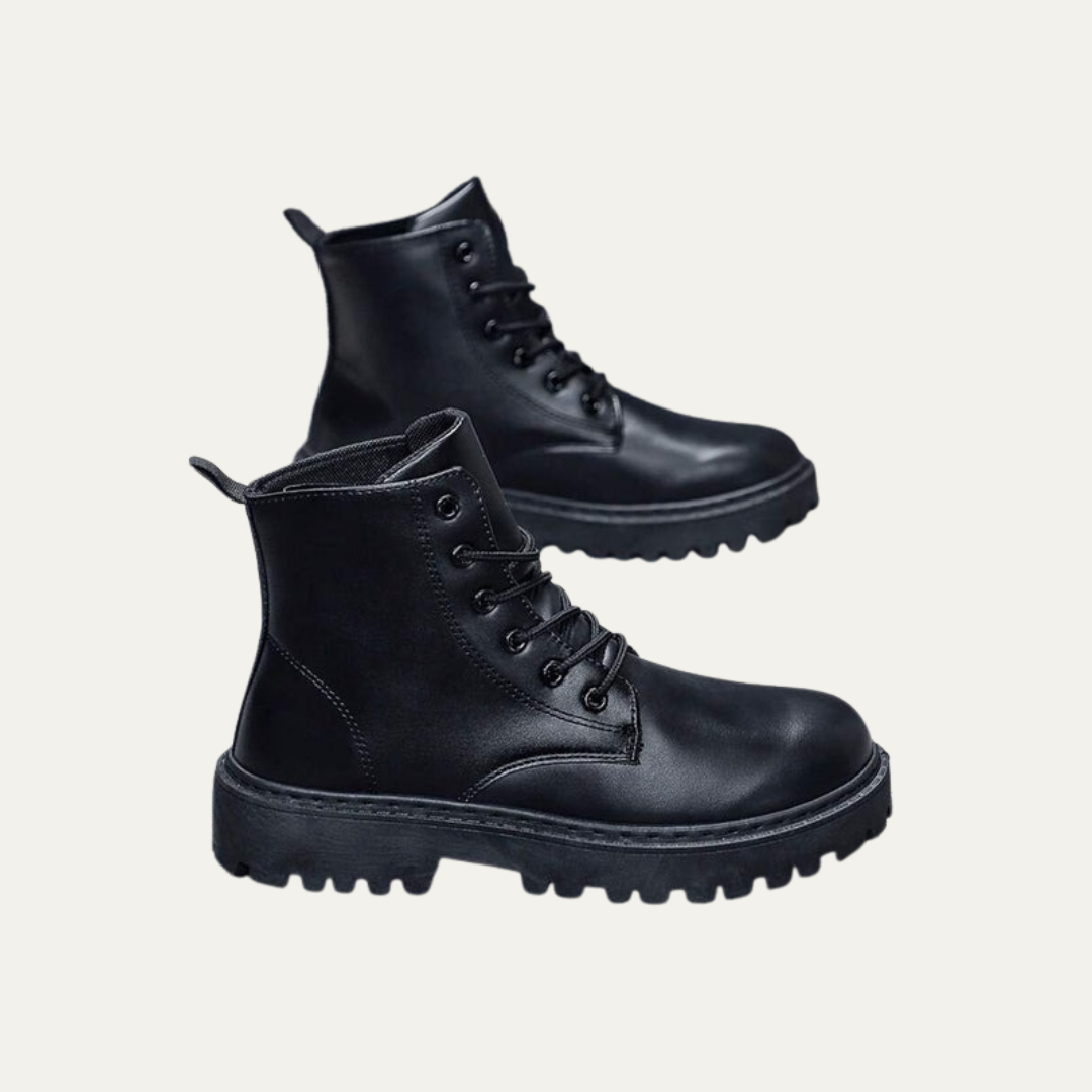 Men’s Rugged Lace Up Platform Ankle Boots with Side Zip