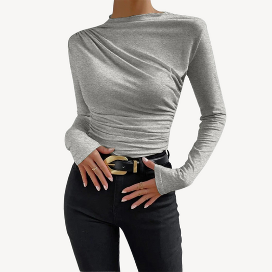 Women’s Asymmetric Ruched Long Sleeve Top
