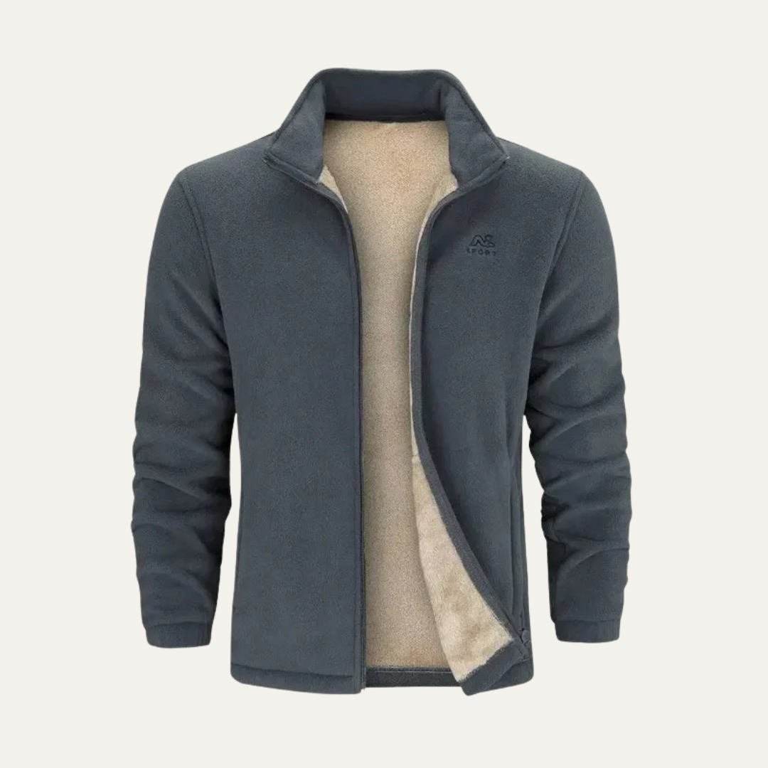 Men’s Soft Fleece Stand Collar Zip Up Jacket