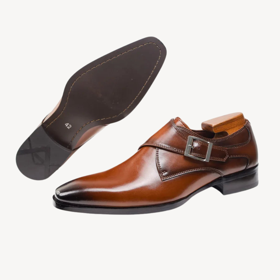 Orthopedic Leather Dress Shoes with Buckle