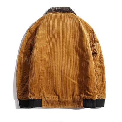 Men’s Corduroy Bomber Jacket with Plush Collar