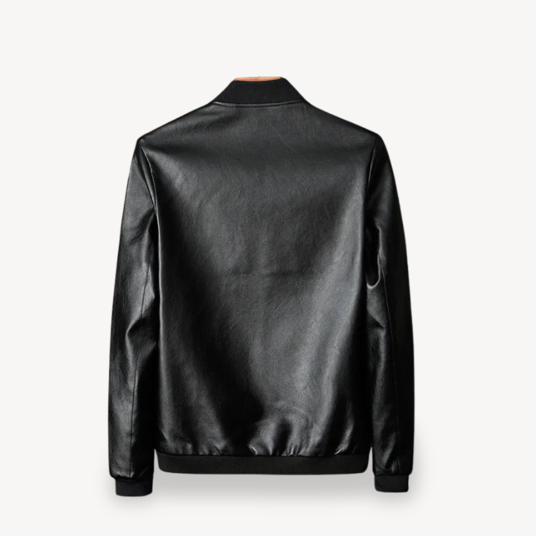 Men’s Faux Leather Bomber Jacket