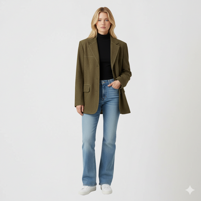Claudine | Autumn Jacket - Oversized Button-Up Outerwear with Pockets for Women