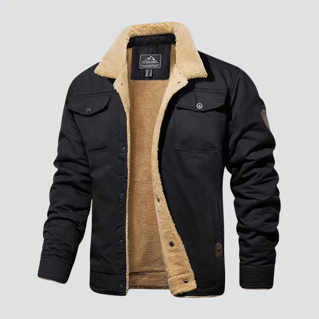 Men’s Sherpa-Lined Jacket | Warm Winter Coat with Classic Collar