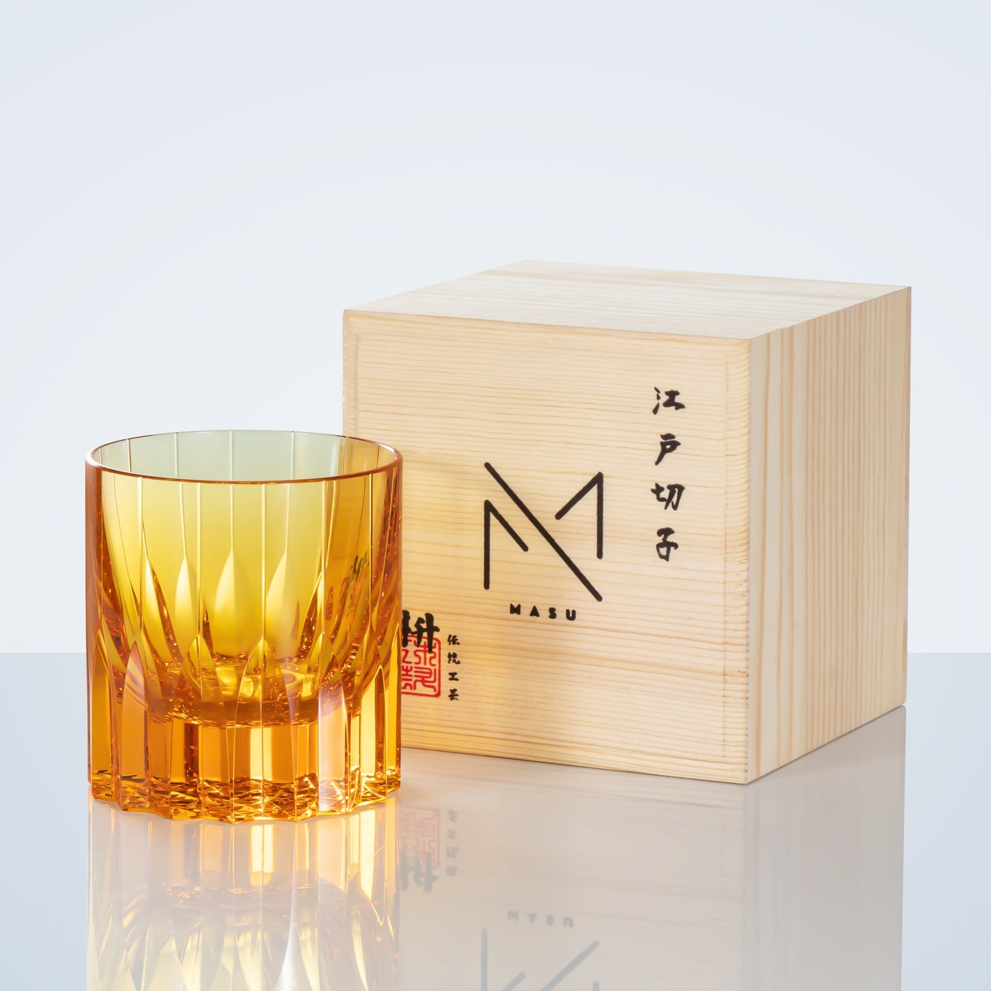 Colorful Japanese Whisky Glasses Set with Wood Gift Box