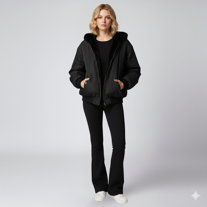 Liza | Winter Jacket - Oversized Reversible Zip-Up Outerwear for Women