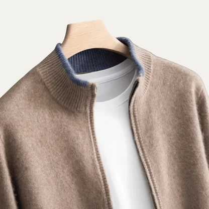 Men’s Modern Collarless Zip Up Cardigan