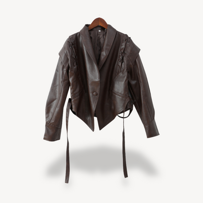 Leather Puffer Blazer Jacket for Women