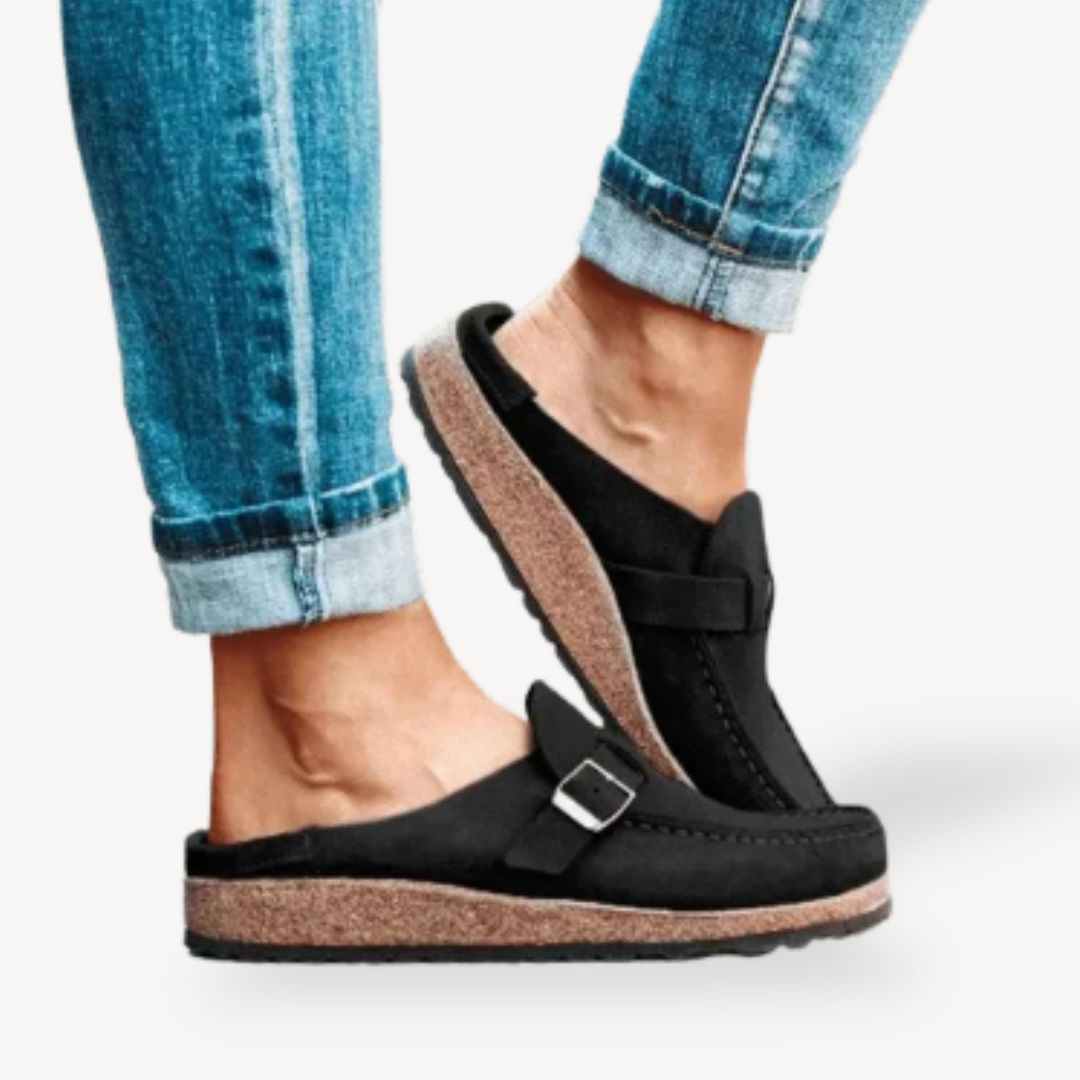 Women's Orthopedic Suede Comfort Buckle Slip-On Clogs