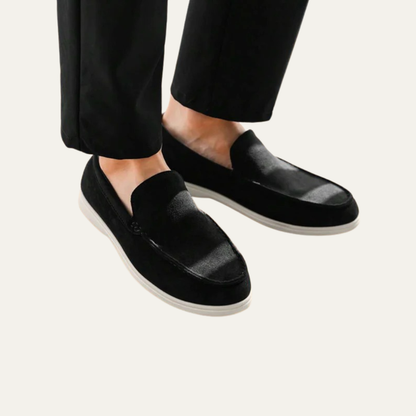 Men’s Suede Driving Moccasins with Metal Keeper Detail