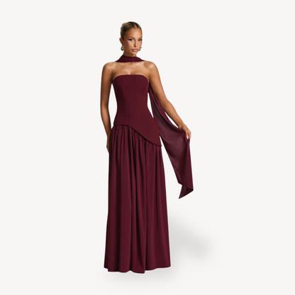 Women's Strapless Slit Maxi Dress