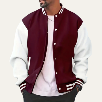 Men’s Classic Contrast Sleeve Varsity Jacket