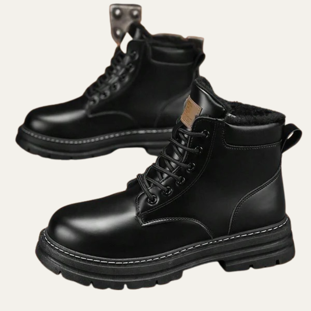 Men’s Rugged Faux Fur Lined Lace Up Hiking Boots