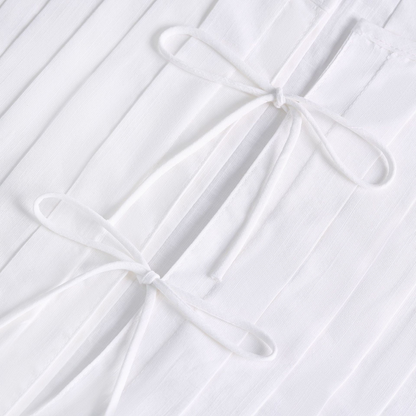 Women's Linen Pleated Tie-Front Top