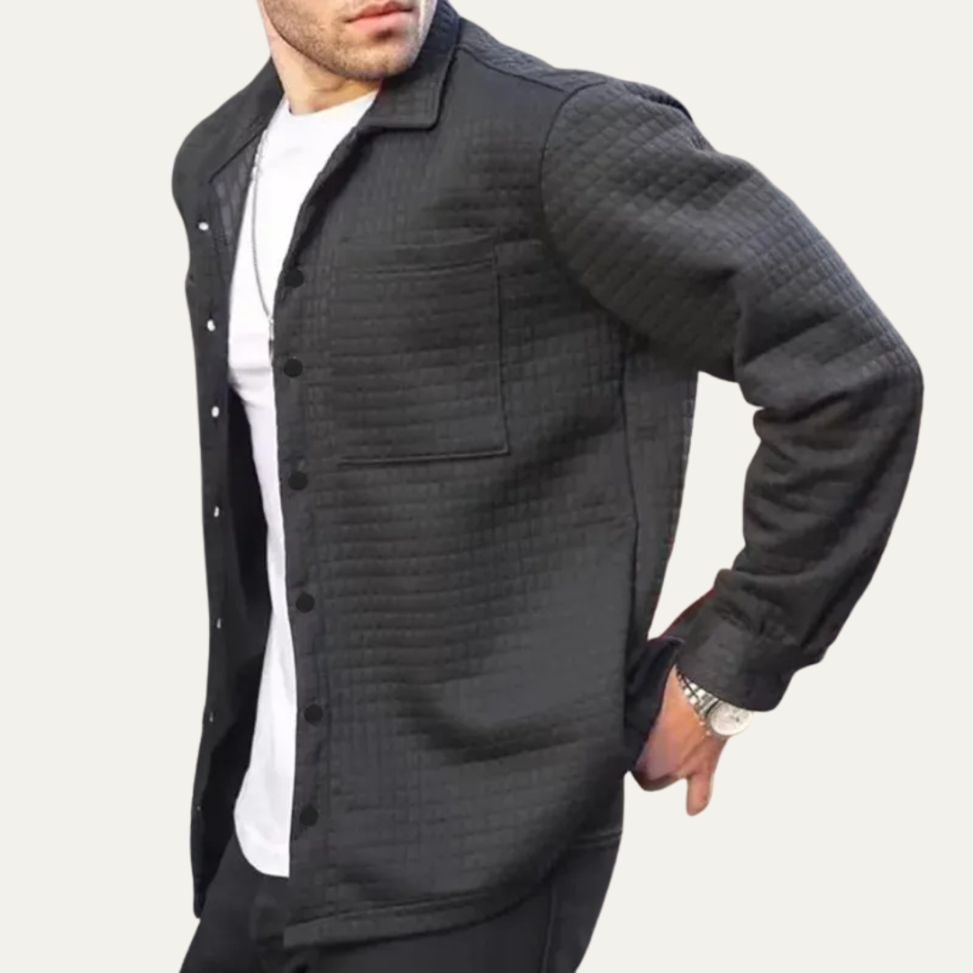 Men’s Quilted Grid Texture Shirt Jacket