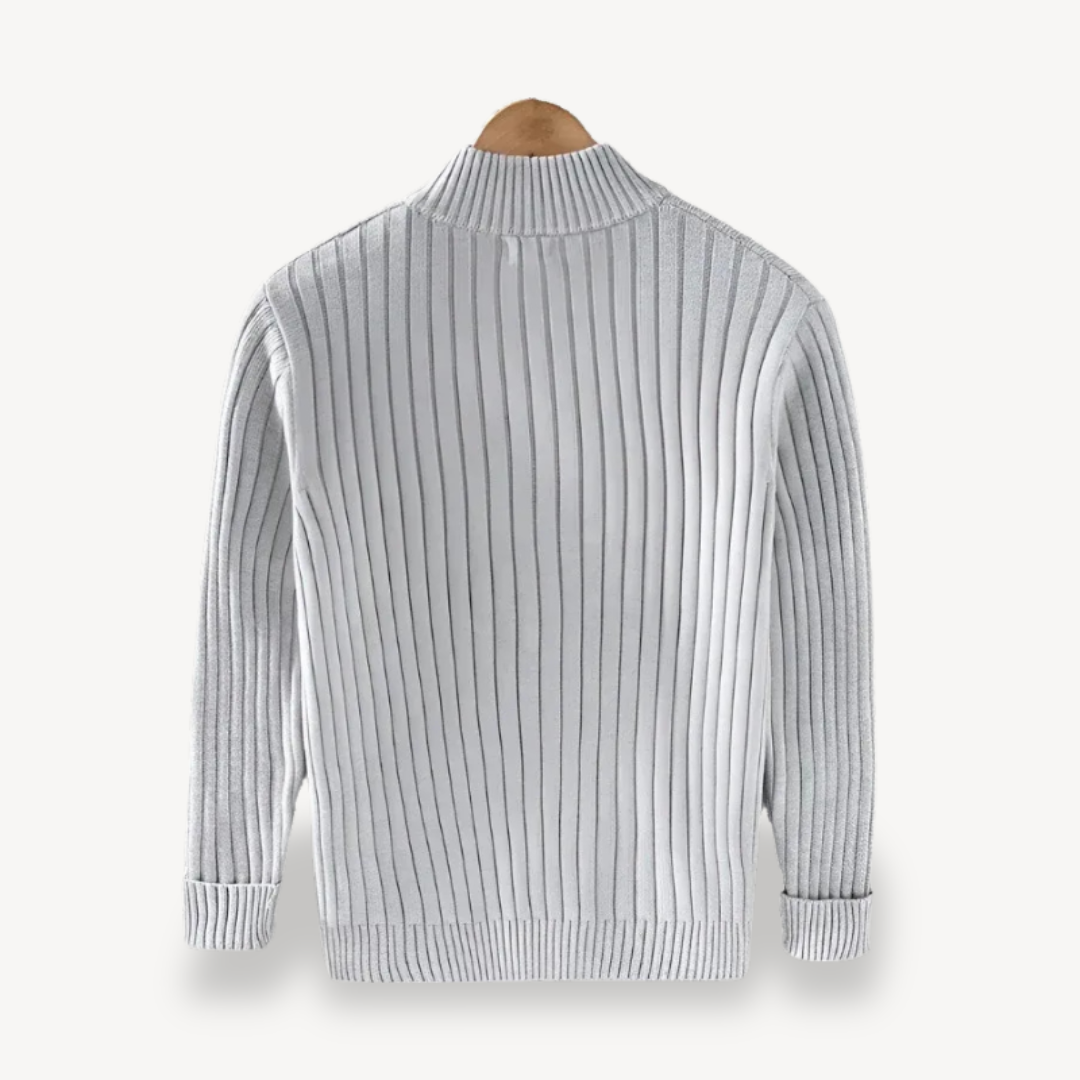 Striped Knit Zip Cardigan Men