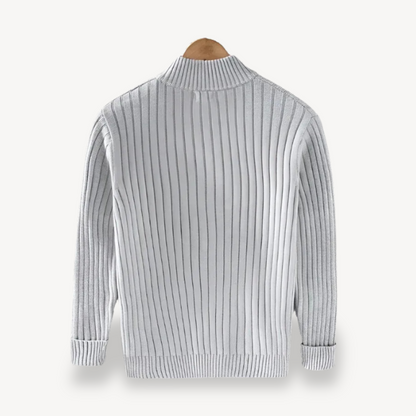 Striped Knit Zip Cardigan Men