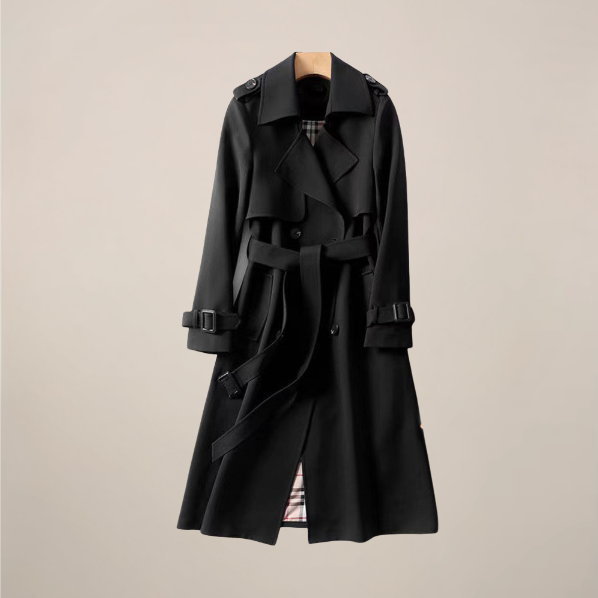 Women’s Classic Belted Trench Coat – Timeless Double-Breasted Design
