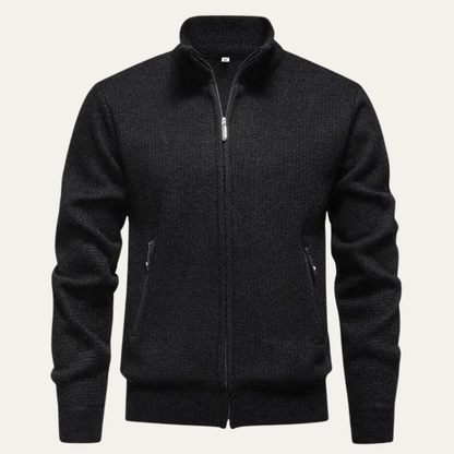 The Montefalco Men’s Casual Knitted Stand Collar Zip Cardigan