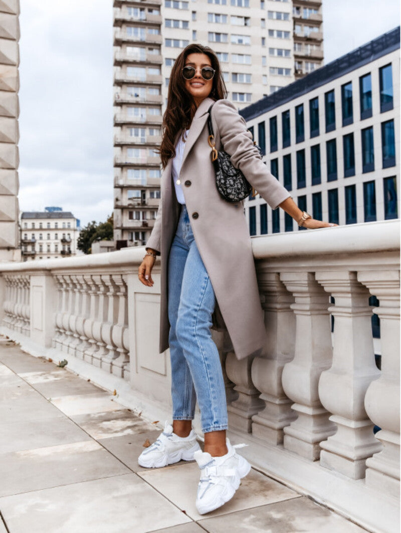 Classic Women's Waterproof Trench Coat with Button Front