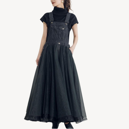 Women's Denim Overall Maxi Dress