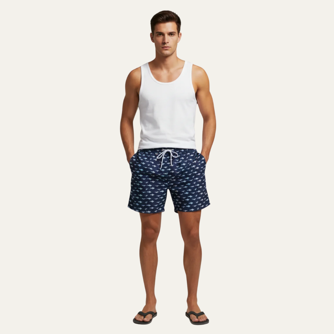 Men’s Striped Drawstring Board Shorts