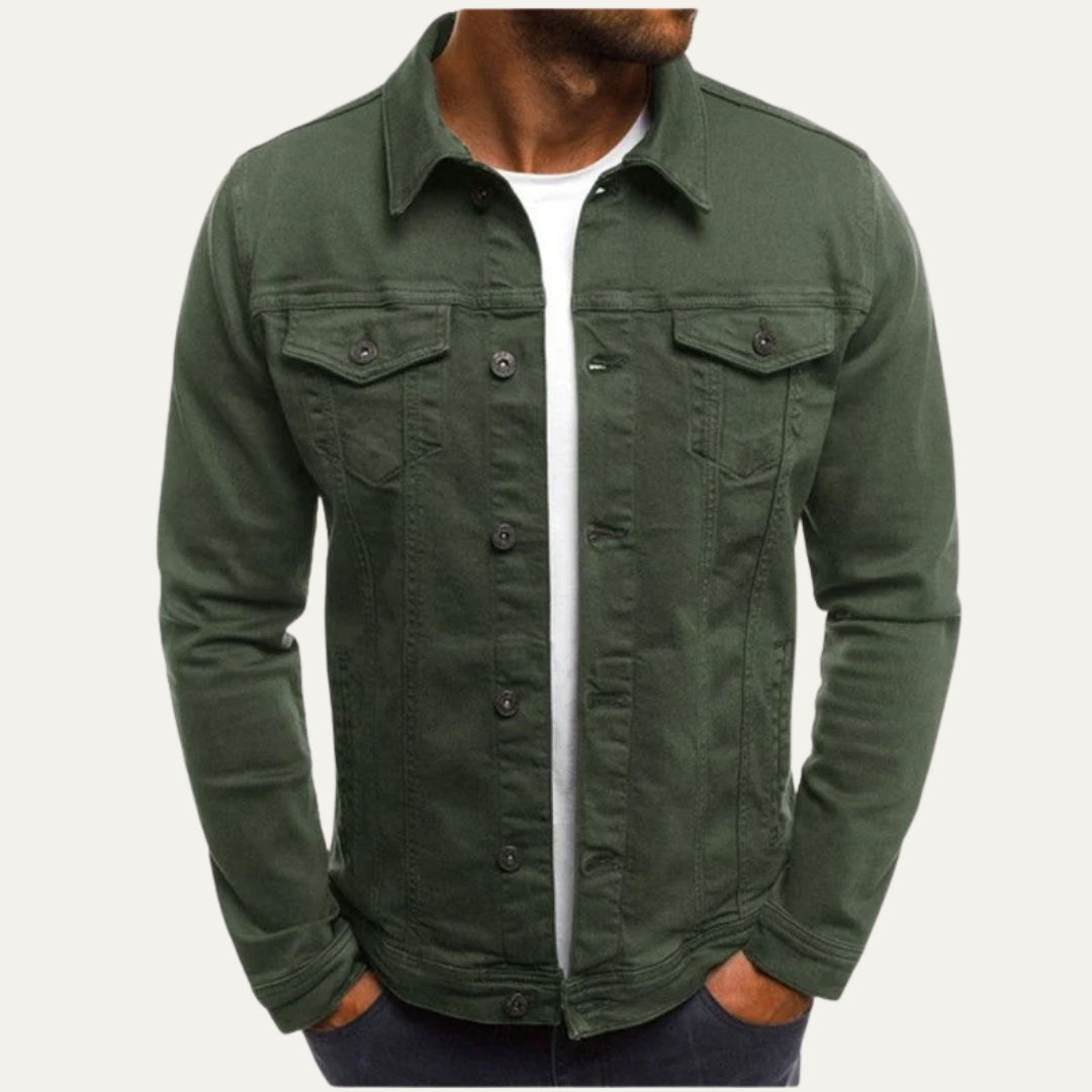 Men’s Suede Style Button Front Stand Collar Jacket