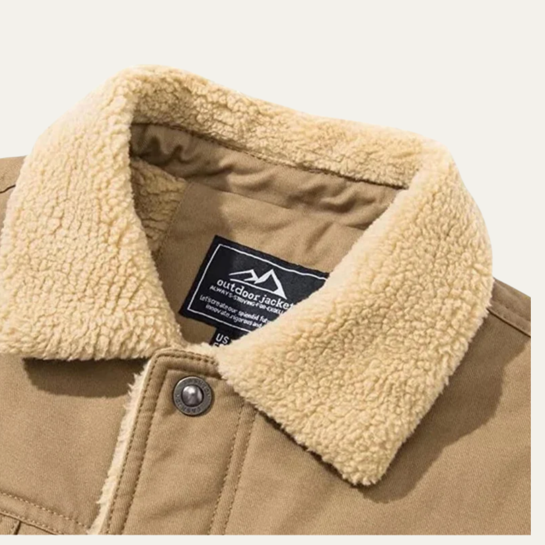 Men’s Faux Shearling Lined Snap Front Trucker Jacket