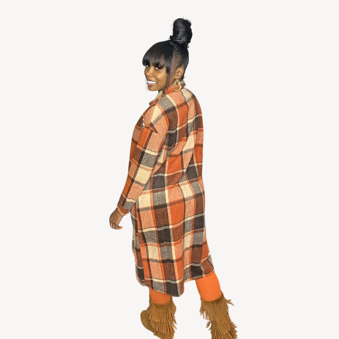 Plaid Button-Up Shirt Dress for Women