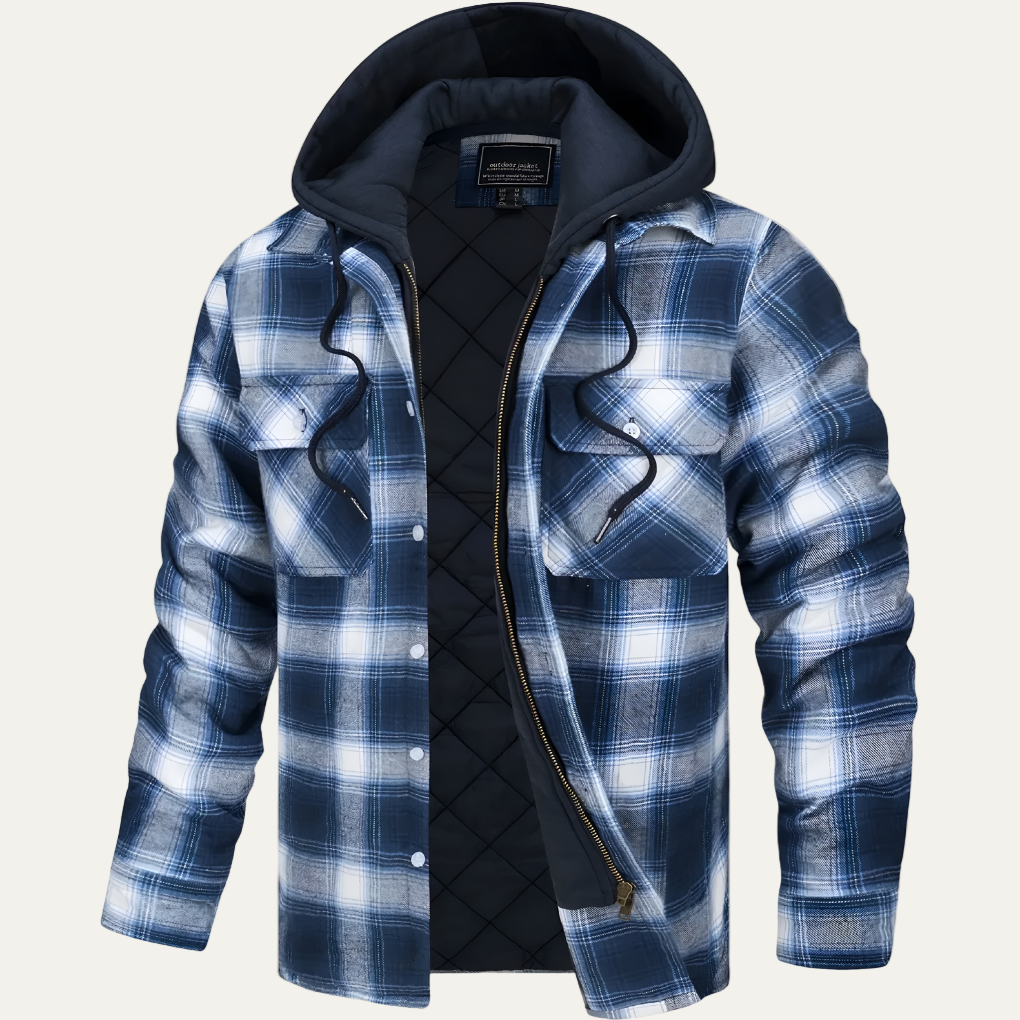 Men’s Versatile Plaid Flannel Jacket with Removable Hood