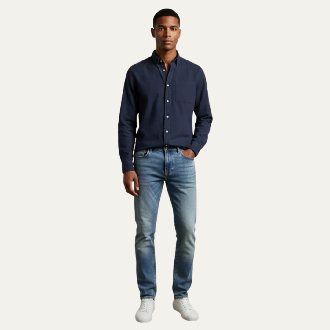 Men’s Casual Button Up Shirt and Denim Outfit Set