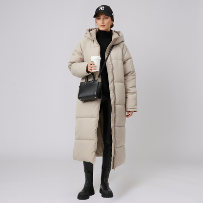 Yvonne | Puffer Coat - Quilted Full-Length Oversized Hooded Outerwear for Women