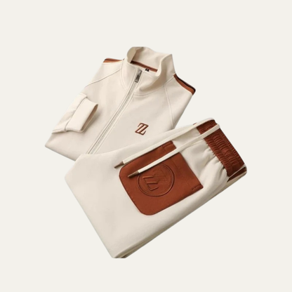 Men’s Stylish Leather-Trim Tracksuit Set