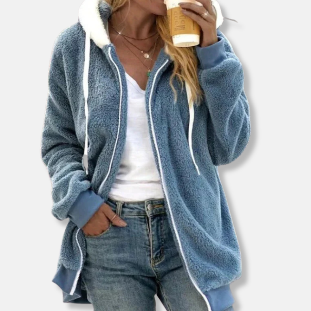 Lily  Loose Fit Hooded Jacket | Full Zip Drawstring Hooded Jacket