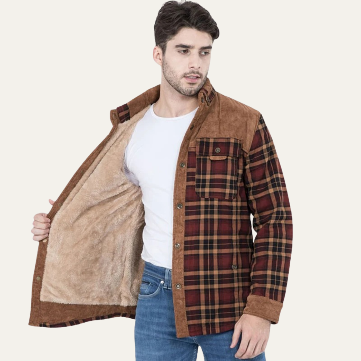 Men’s Solid Fleece Hoodie with Sherpa Lining