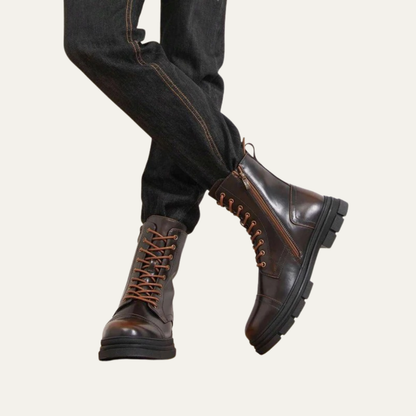 Men’s Cap Toe Combat Boots with Side Zipper