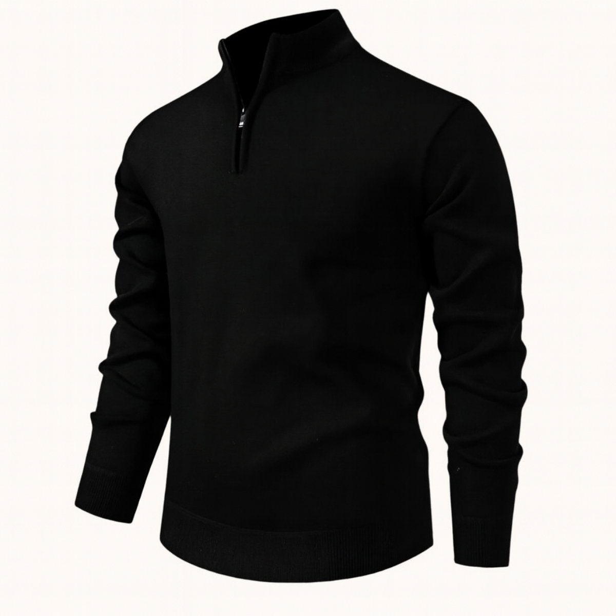 Men’s Solid Quarter Zip Stand Collar Pullover
