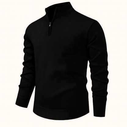 Men’s Solid Quarter Zip Stand Collar Pullover