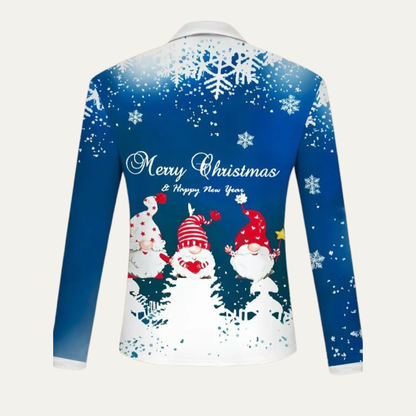 Men’s Festive Gnome Quarter-Zip Christmas Polo