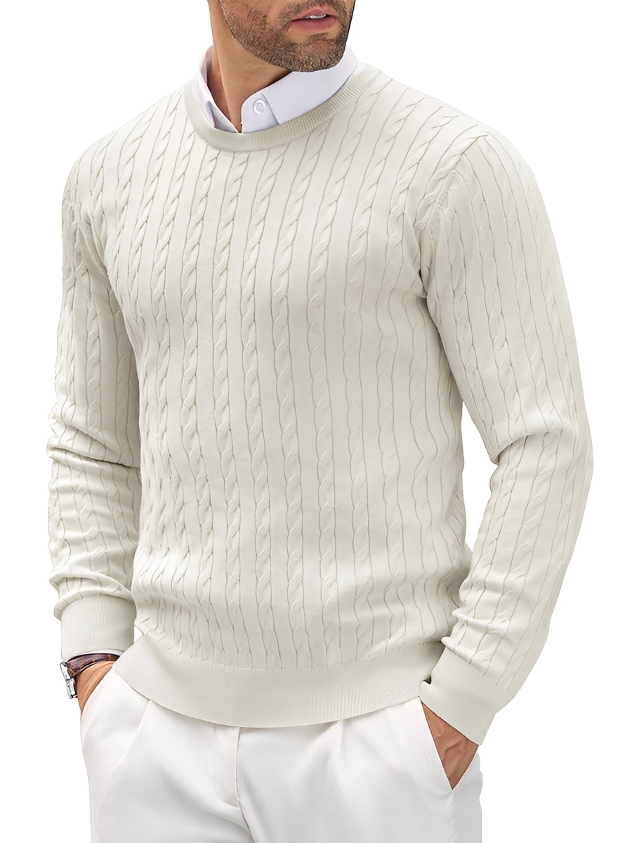 Men’s Stylish Cable Knit Crewneck Sweater