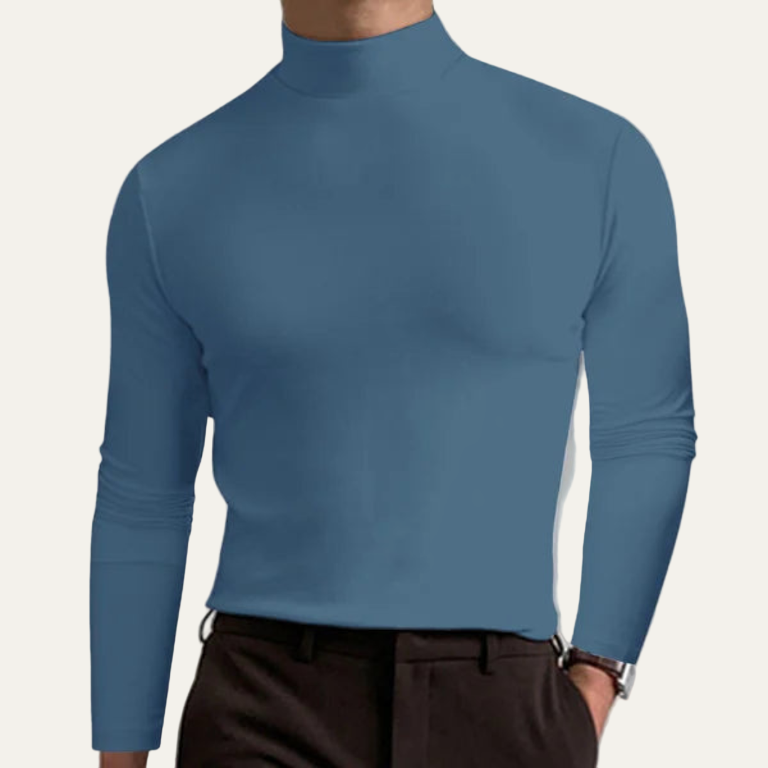 Men’s Solid Mock Turtleneck Long Sleeve Shirt