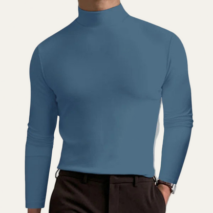 Men’s Solid Mock Turtleneck Long Sleeve Shirt