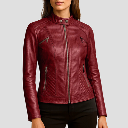 Vintage Quilted Biker Leather Jacket