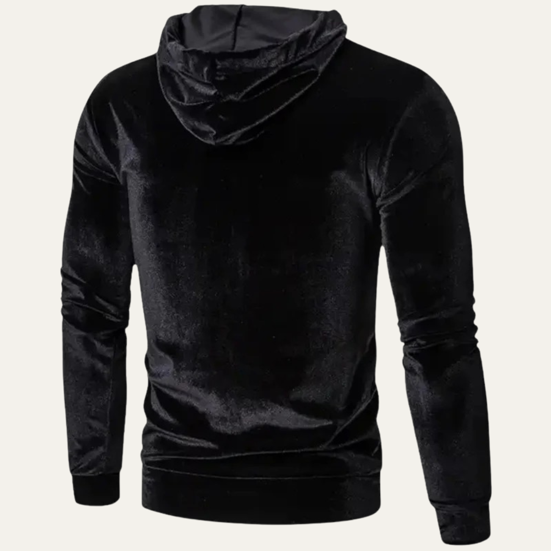 Men’s Velvet Pullover Hoodie with Kangaroo Pocket